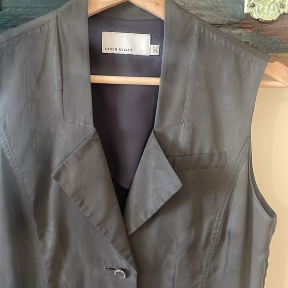 Karen Millen Army Green Faux Silk Vest Size 6 - Picture 10 of 16